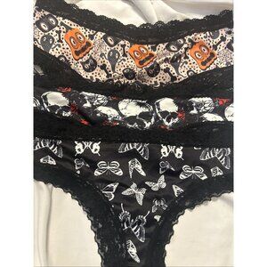 Morvia 3pk lace trim goth Skater Emo Goth panties M Blk Skull Cat Butterflies